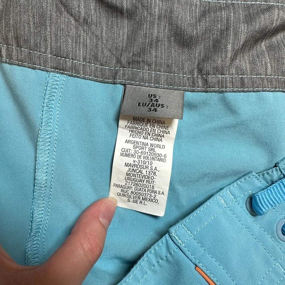 Quiksilver Waterman Collection Board Shorts Mens 34 Blue Grey QME031 Swim Trunk